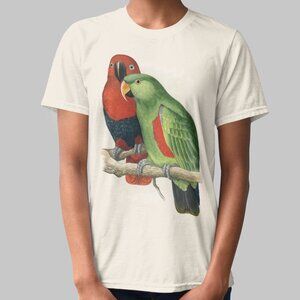 Papuan Eclectus Vintage Parrot Print Short Sleeve Graphic Tee T-shirt S M L XL